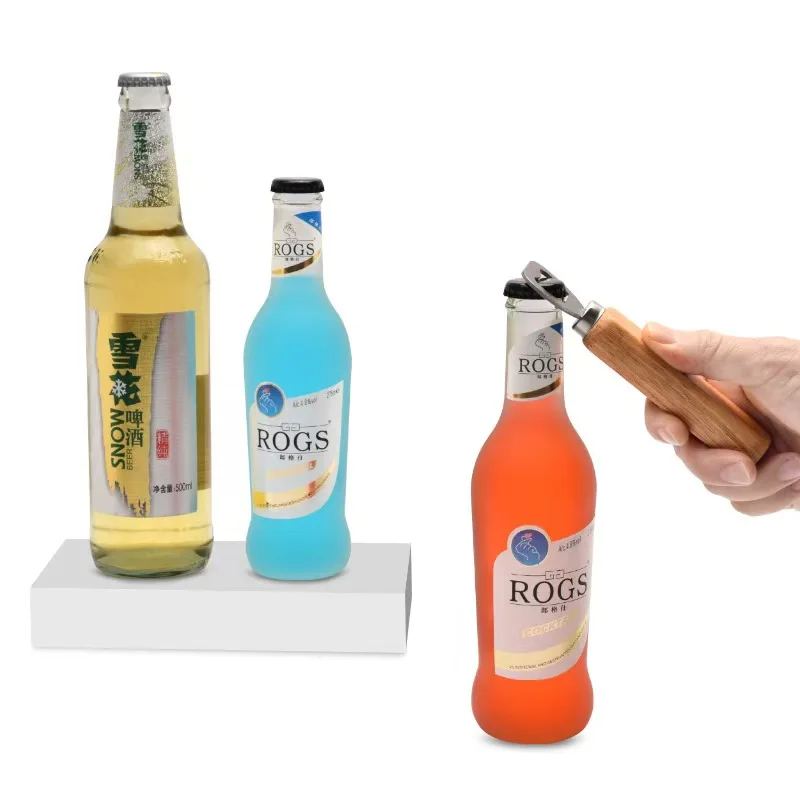 Custom Stainless Steel Bottle Opener with Rubberwood Handle and Engraved Logo preview 3