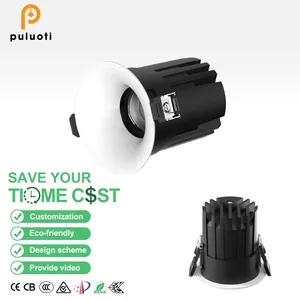 PULUOTI Modern 55mm 8W LED Recessed Spotlight Indoor Lighting Arc Adjustable Down Light Lamp New Design with Aluminum White