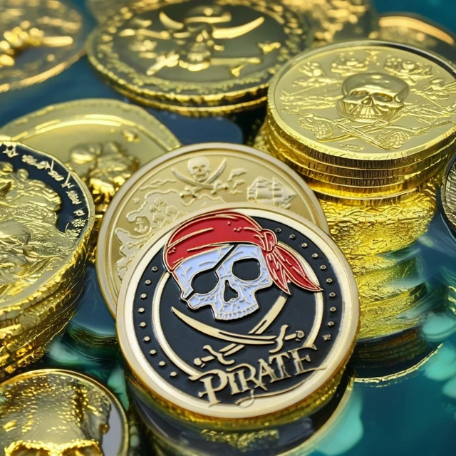 Custom Bulk Metal 35mm Spanish Collectible Treasure Island Bay Gold Coins Pirate Ship Challenge Coin for Business Gift