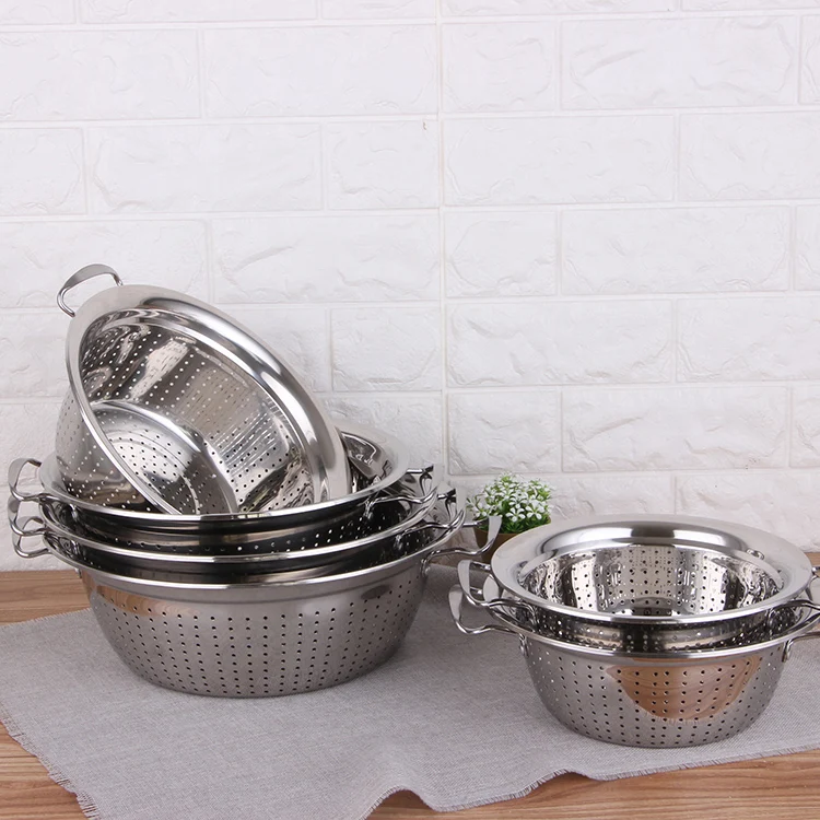 Stainless Steel Kitchen Basket Colander Fruit Vegetable Washing Basket Drainer Drying Storage Basket_10