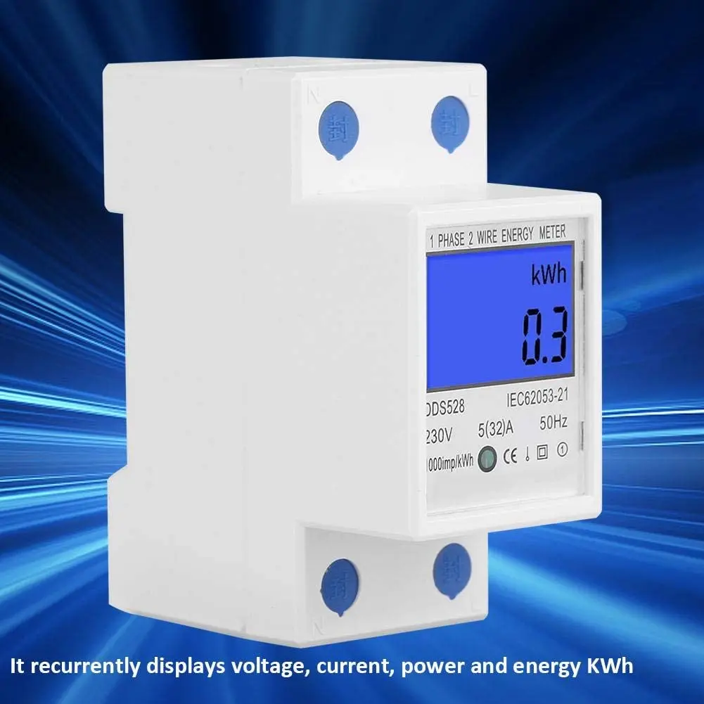 Electric Meters Kwh Meters Single Phase Energy Meter with LCD Backlight Digital Display for Measure Electric