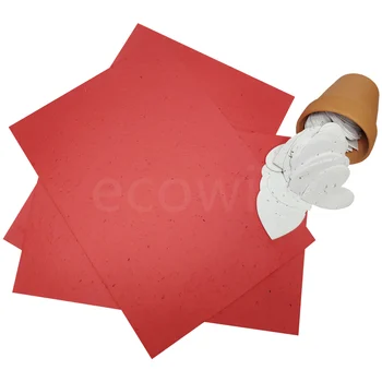 Red Plantable 100% Handmade Recycled A4/A3 SRA3 Size Wildflower  Seed Paper Sheet