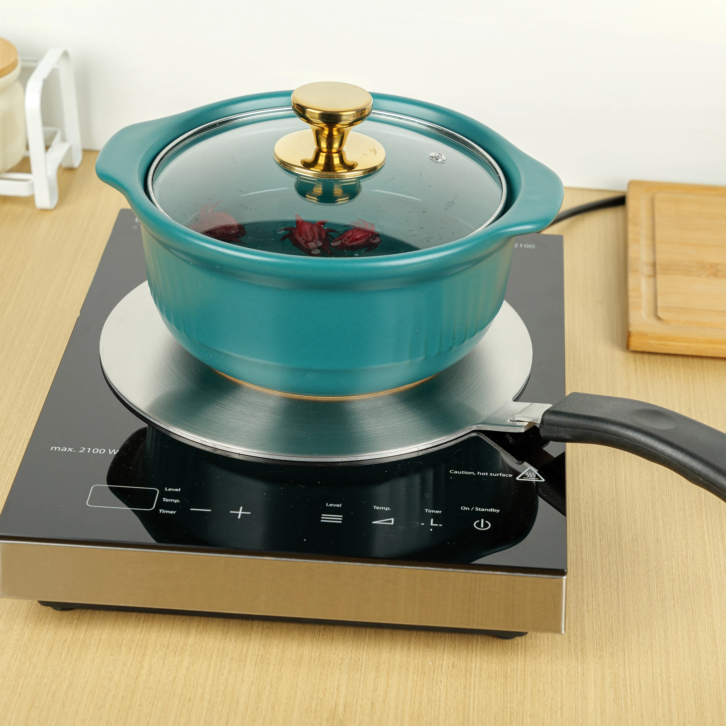 Poignée Pour Plaque Induction Adaptateur Induction Plaque Diffuseur De Chaleur En Acier Inoxydable 24cm - Adaptateur Pour Plaques Induction Et Gaz Cuisinière Induction Diffuseur De Chaleur Pour Plaque Induction