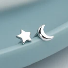 2021 New Design 925 Sterling Silver Jewelry Moon Star Stud Earrings Cute Simple Style Earring Female For Womens Wedding Gifts
