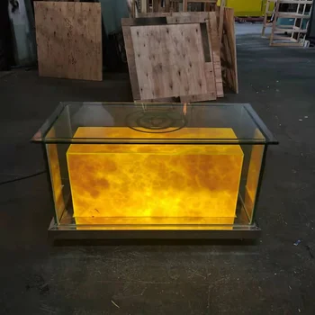 Antique portable light up coffee table