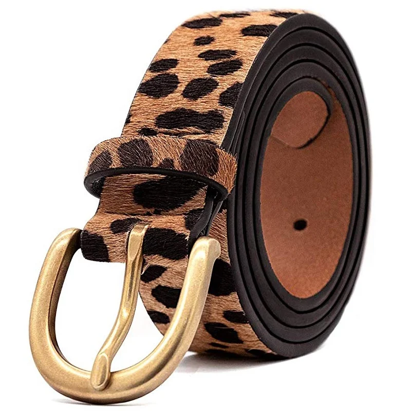 Womens Leopard Print Leather Belt For 