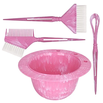 Anti-slip Plastic Hair Color Mixing Tint Bowls Hair Dye Tinting Tools for Salon Hairdressing Baking Oil Bowl Brush Set