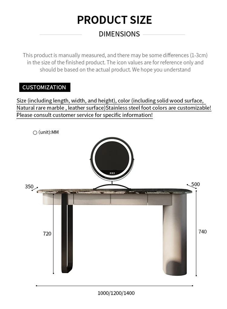 Modern Walnut Solid Wood Dressing Table Bedroom Furniture White