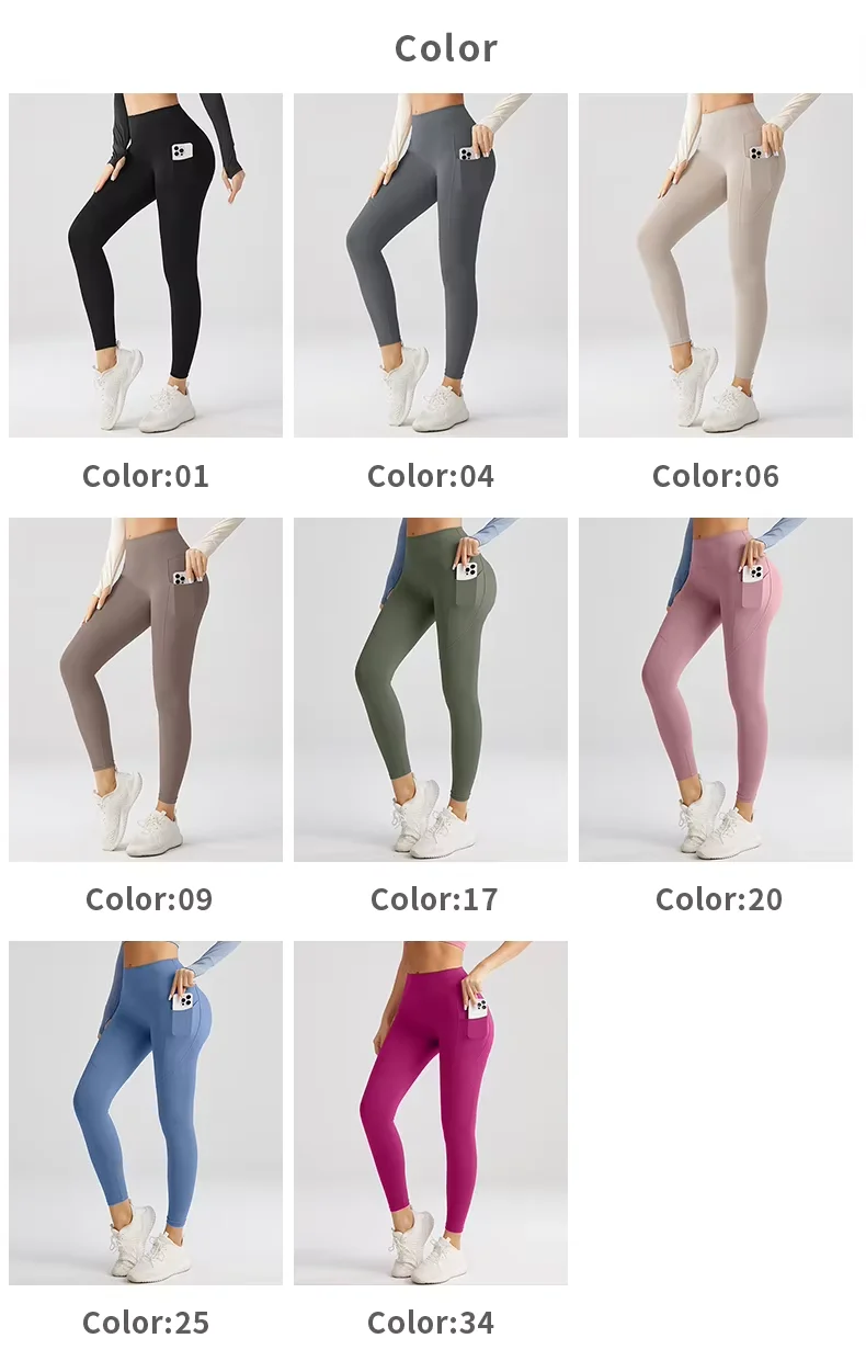 High Waist Tummy Control Breathable Exercise Leggings Fitness Buttery Soft Fabric Custom Logo Leggings With Pockets Size XL XXL