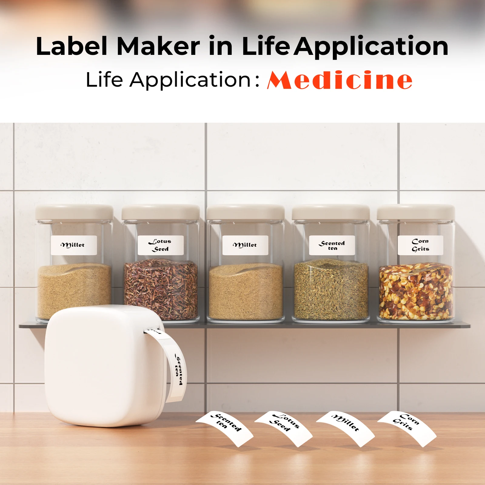 LUCK JINGLE thermal mini label printer for transparent label drug store Kitchen Organization3