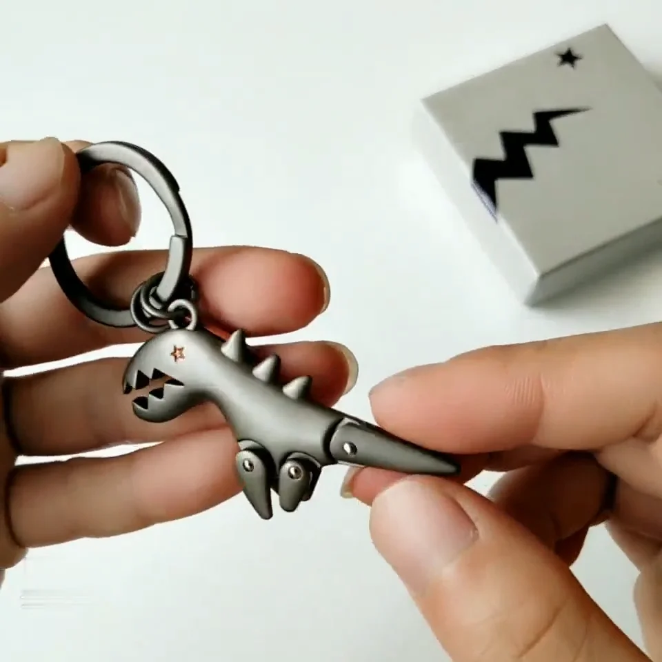 Dinosaur Key Chain Moveable Legs Home Office Zinc Alloy Key Ring Men