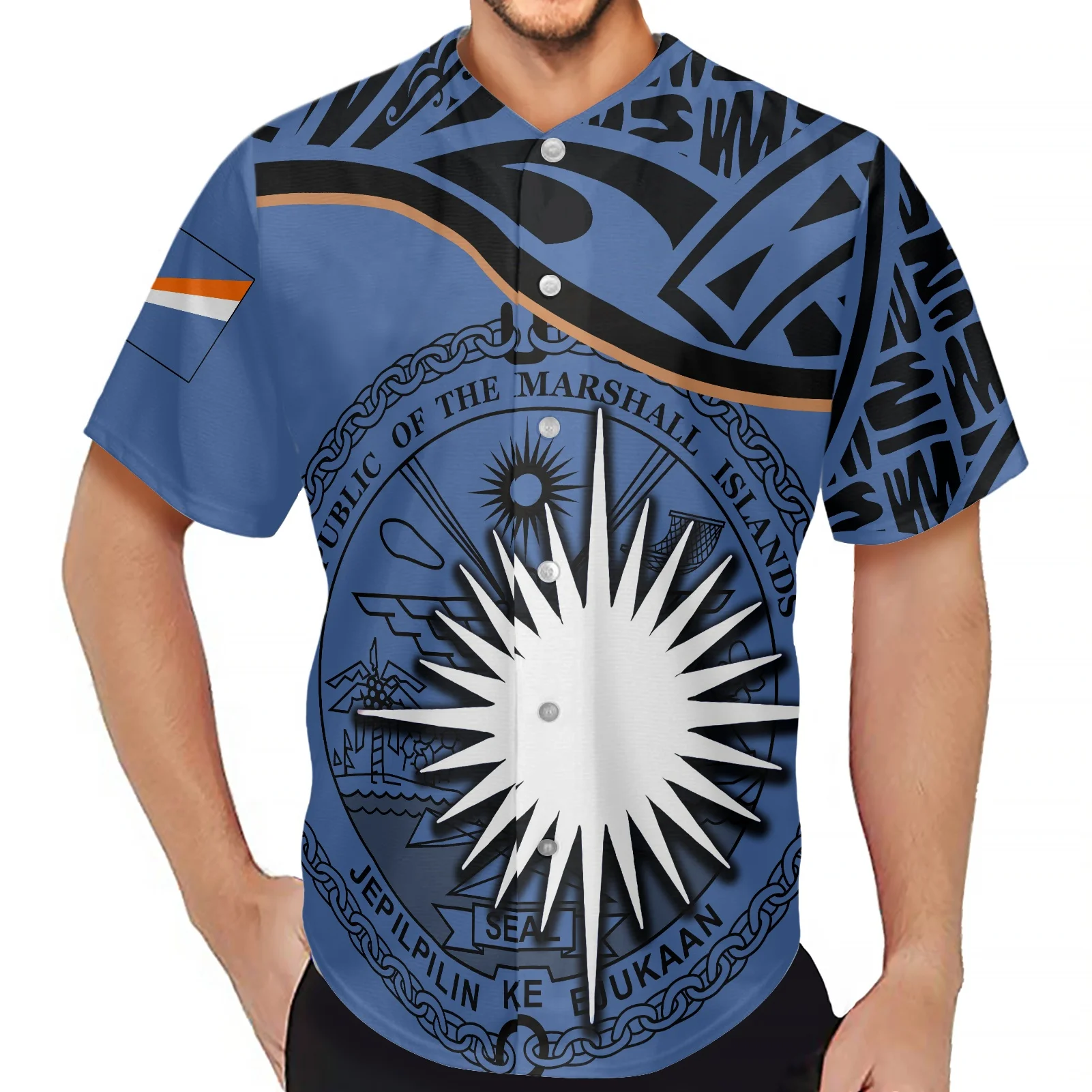 2022 Pullover Baseball Uniform Fabric Polynesian Tribal Marshall Islands  Logo Baseball Jersey for Men Wholesale Clothing Men