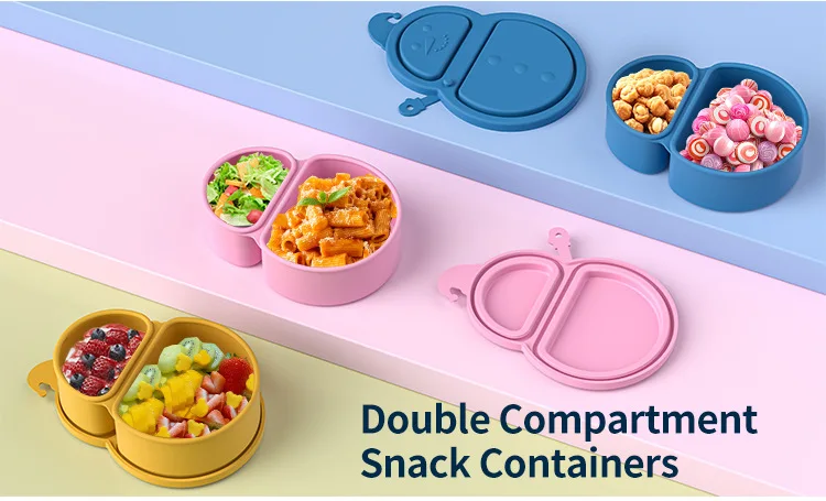 Silicone Divided Snack Box, Snowman Airtight Food Container, Food-Grade Reusable Bento Box, Leakproof Portable Lunch Container factory