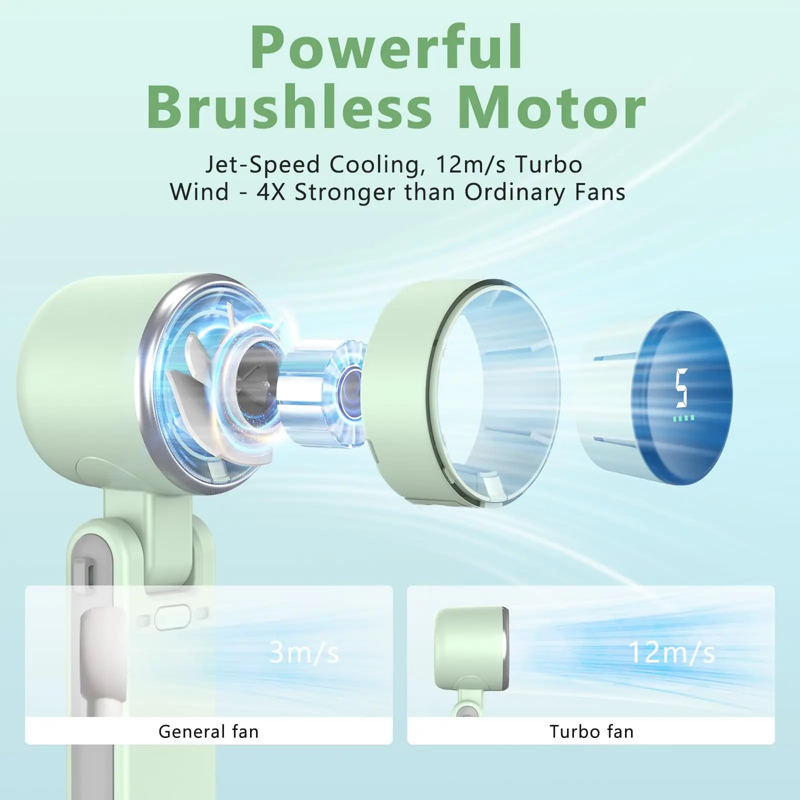 Mini Handheld Cooling Fan, Portable, LED - detail 4