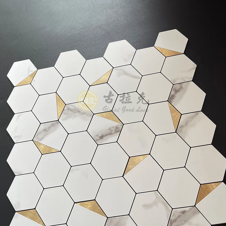 Hexagon Pattern Self Adhesive Tile Peel and Stick Backsplash Mosaic Tiles