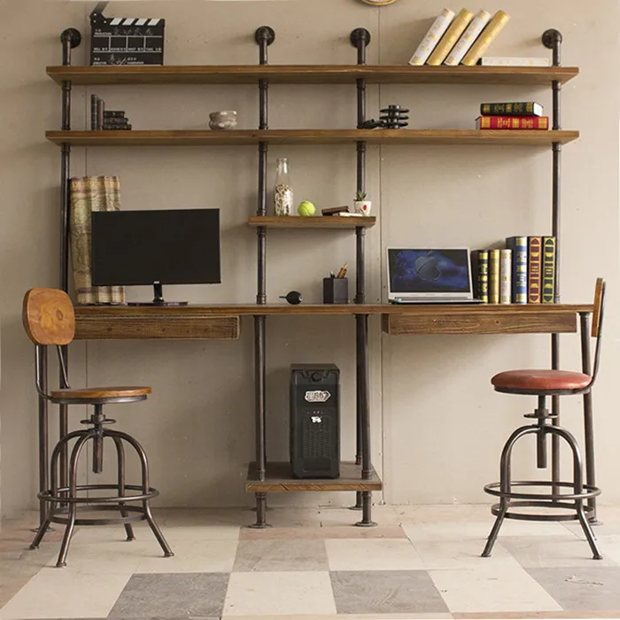 industrial shelving with desk