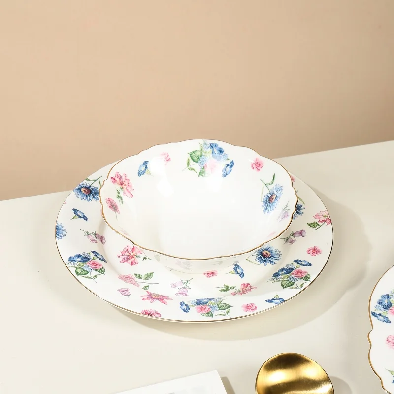 product wholesale floral ceramic customized new bone china porcelain dinnerware tableware dinner set-4