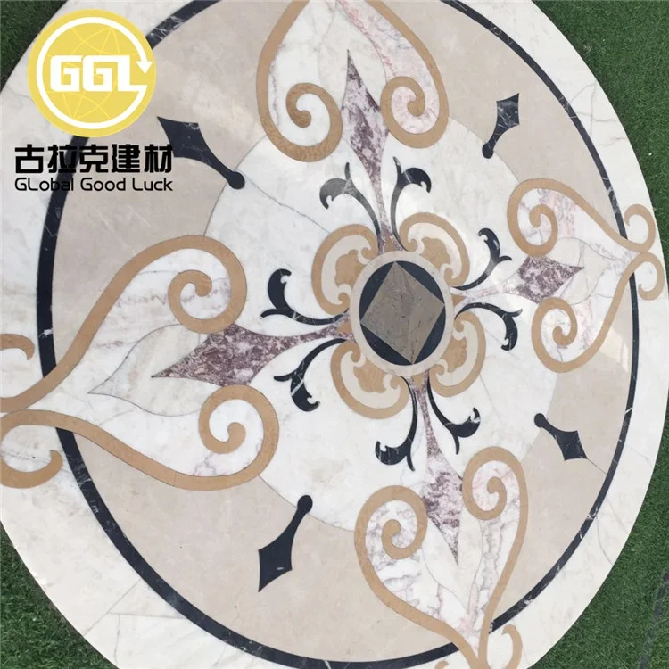 modern design marble stone villa goodluck round waterjet medallion tile