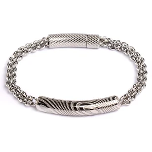 Silver Damascus Id Engravable Tenis Damascus Stainless Steel Bracelets for Men Designs