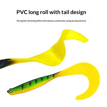 Open-Abdomen Fish Long-Tail Stainless Steel Soft Lure Jerkbait Green Leopard-Print Lifelike Bass Lure No Hooks Fishing – Soft Lure – view 3