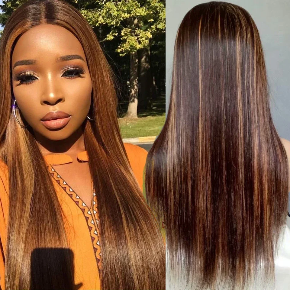 Extensiones de cabello humano liso malasio ombré marrón_voghion.com