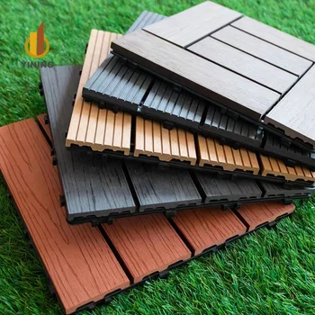 YINING Cheap Factory Price Wood Plastic Composite Outdoor Wpc Wood Decking Floors Embossed Interlocking Diy Flooring Deck Tiles