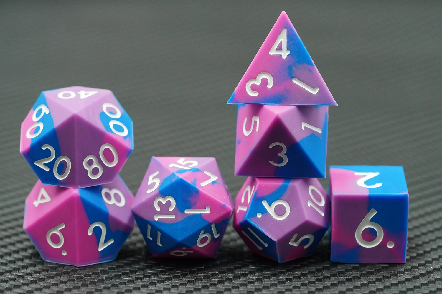 7 Piece Silicone DND Dice Set DND Tabletop RPG Games Sharp Edge Squishy Rubber 3 Color Mix 16mm Size factory