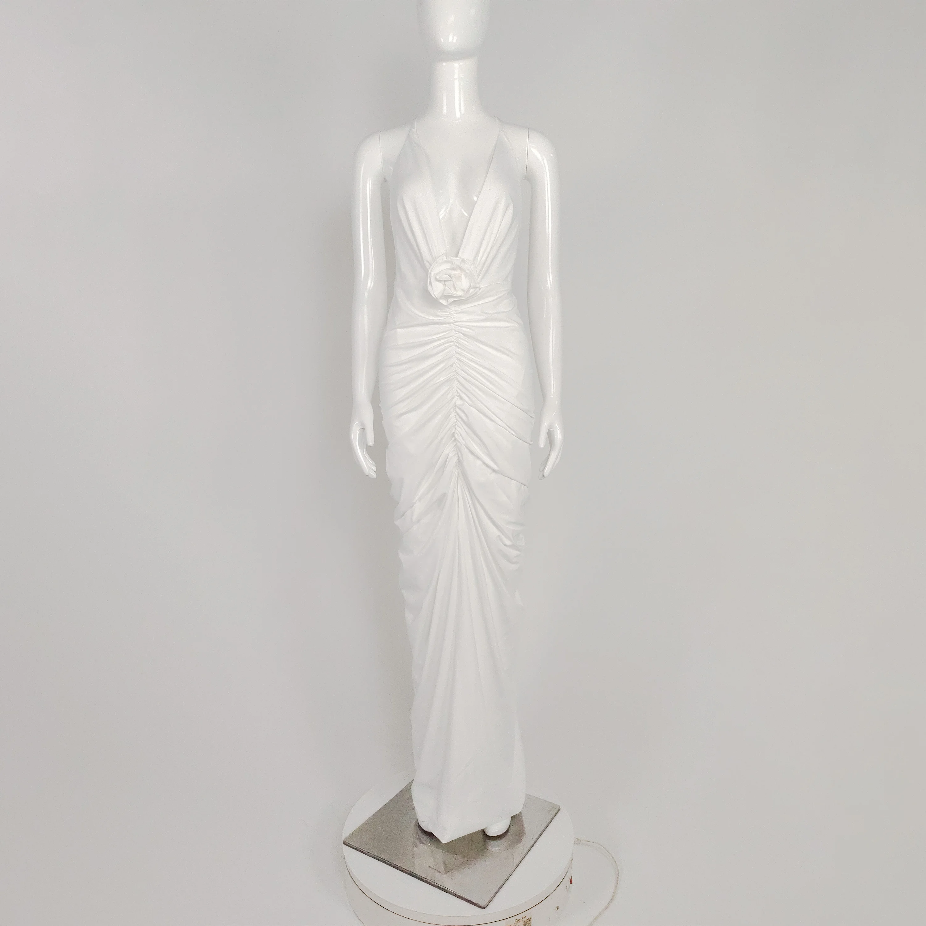 Women Spaghetti Strap Backless Bodycon Dress,White Evening Dress  Y1947