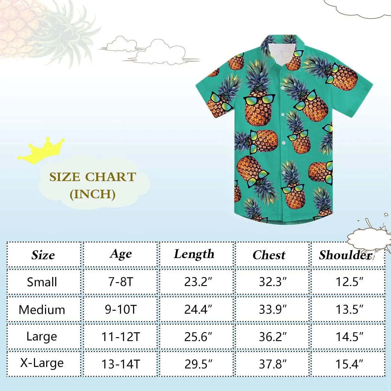 2-14T RAISEVERN Boys Button Down Shirts Hawaiian Cartoon Print Slim-Fit Short Sleeve Cool Dress Shirt Cute Top for Kids 