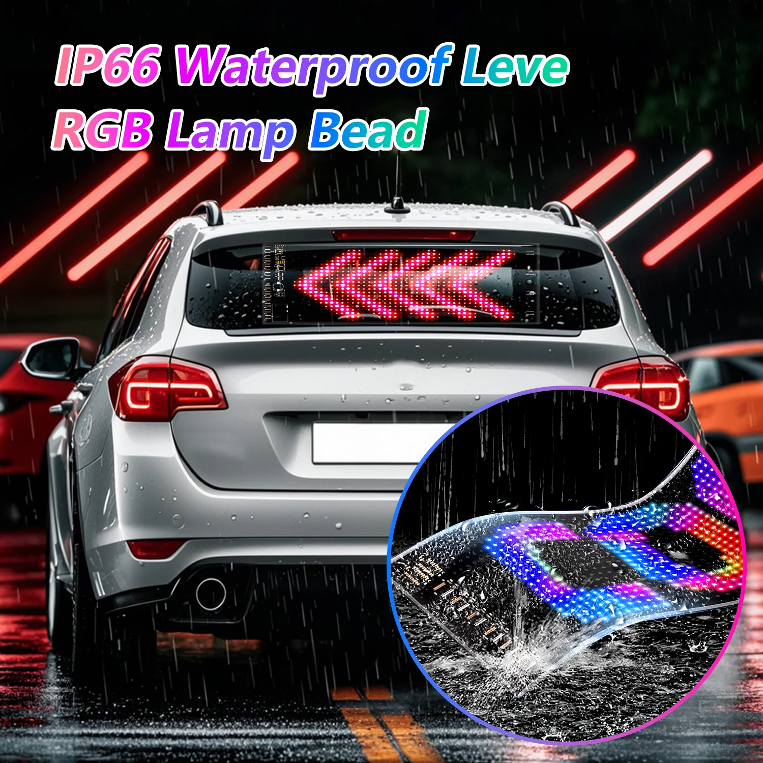 Lumière yeux du diable pour camions et voitures, grand œil de diable dynamique 2025, écran souple pour fenêtre de voiture, yeux LED dynamiques programmables avec télécommande, écran LED flexible de