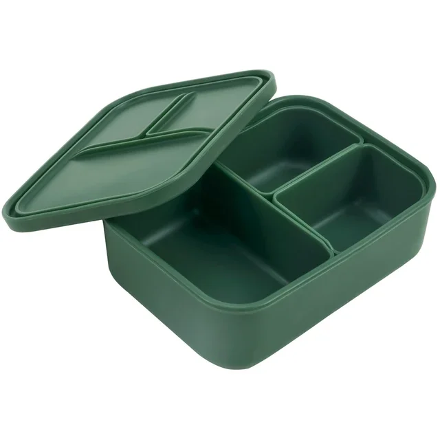 Cutie pentru prânz, cutie bento izolată, portabilă, recipient din silicon pentru alimente, pentru copii, școală, depozitare alimente, bebeluși, sigură pentru microunde, etanșă, ecologică
