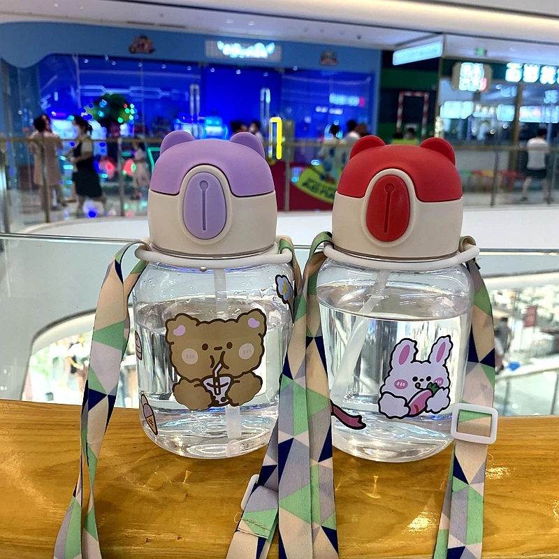 N80 Cartoon Cute School Children Cups Plastic Drinking Water Bottle ...