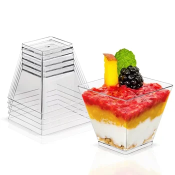 Hot selling disposable yogurt 5oz 7oz 8oz 9oz clear plastic ice cream dessert cup with cover