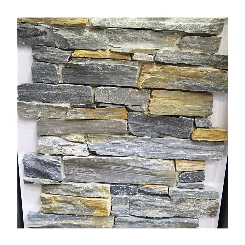 Veneer Grey Quartz Cement Culture Stone Wall Covering Cladding Slate Stone Outdoor for Wall Decor Home Natural Floor Tiles Good