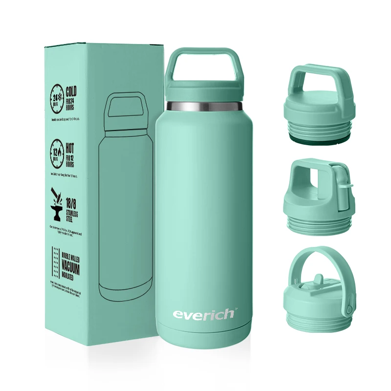 Great Insulated Plain Sipper Water Bottle Wide Mouth - Everich