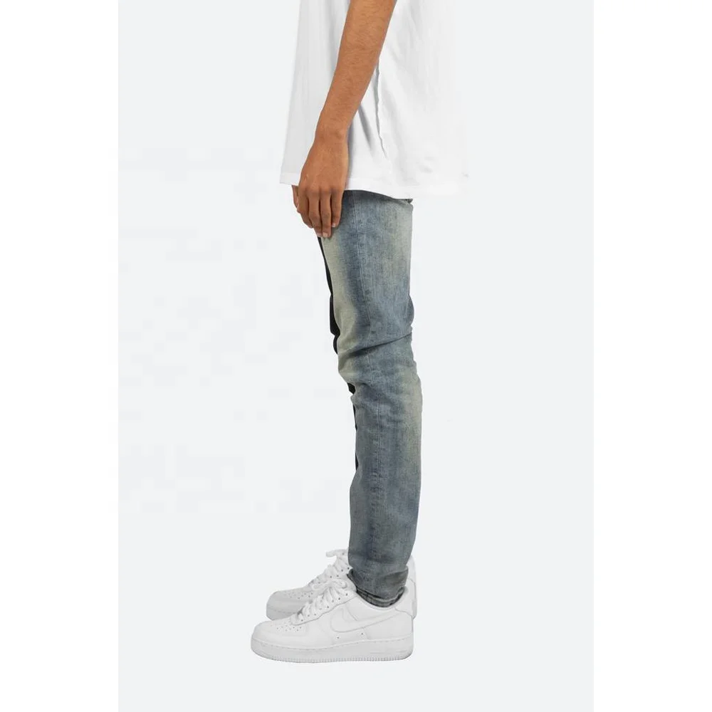 Diznew пользовательские модные мужские хлопковые черные и синие джинсовые контрастные джинсы брюки для