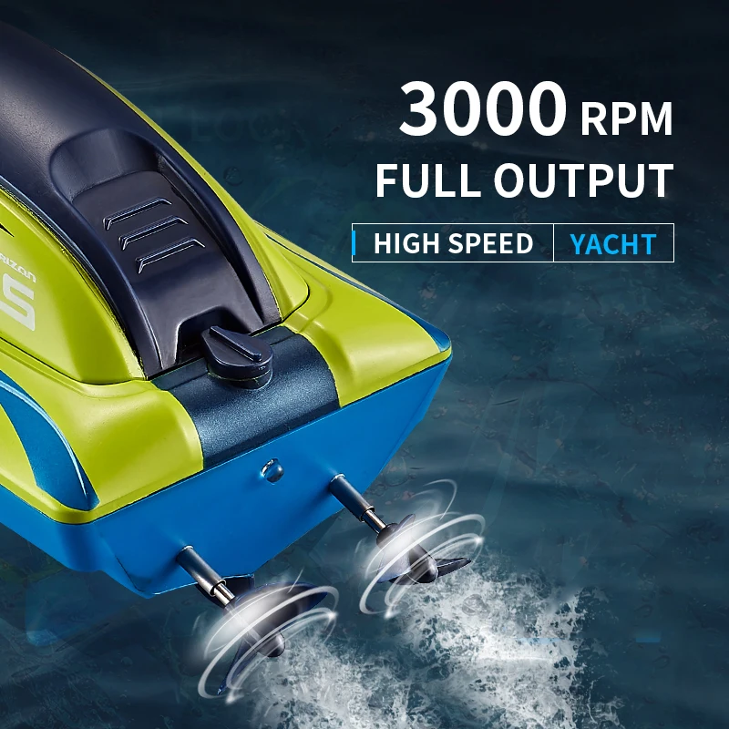 Bemay Toy Mini Remote Control Boat, 15KM/H High Speed Double Propellers Boat, Water Sensing Speedboat With Light