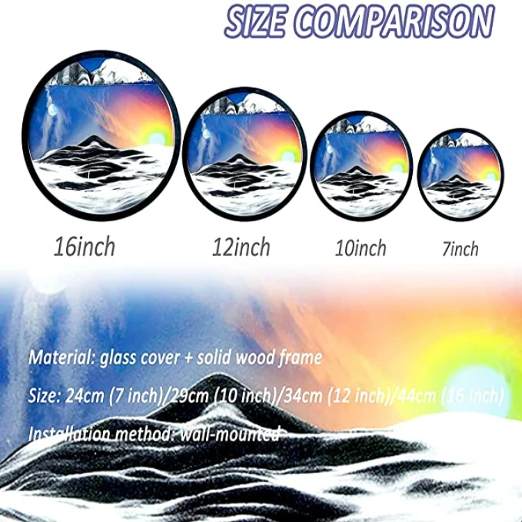 Blue Sky Flowing Sand Painting Dynamic 3D Natural Landscape Flowing Sand Picture Deep Sea Sand Art Relaxing Office