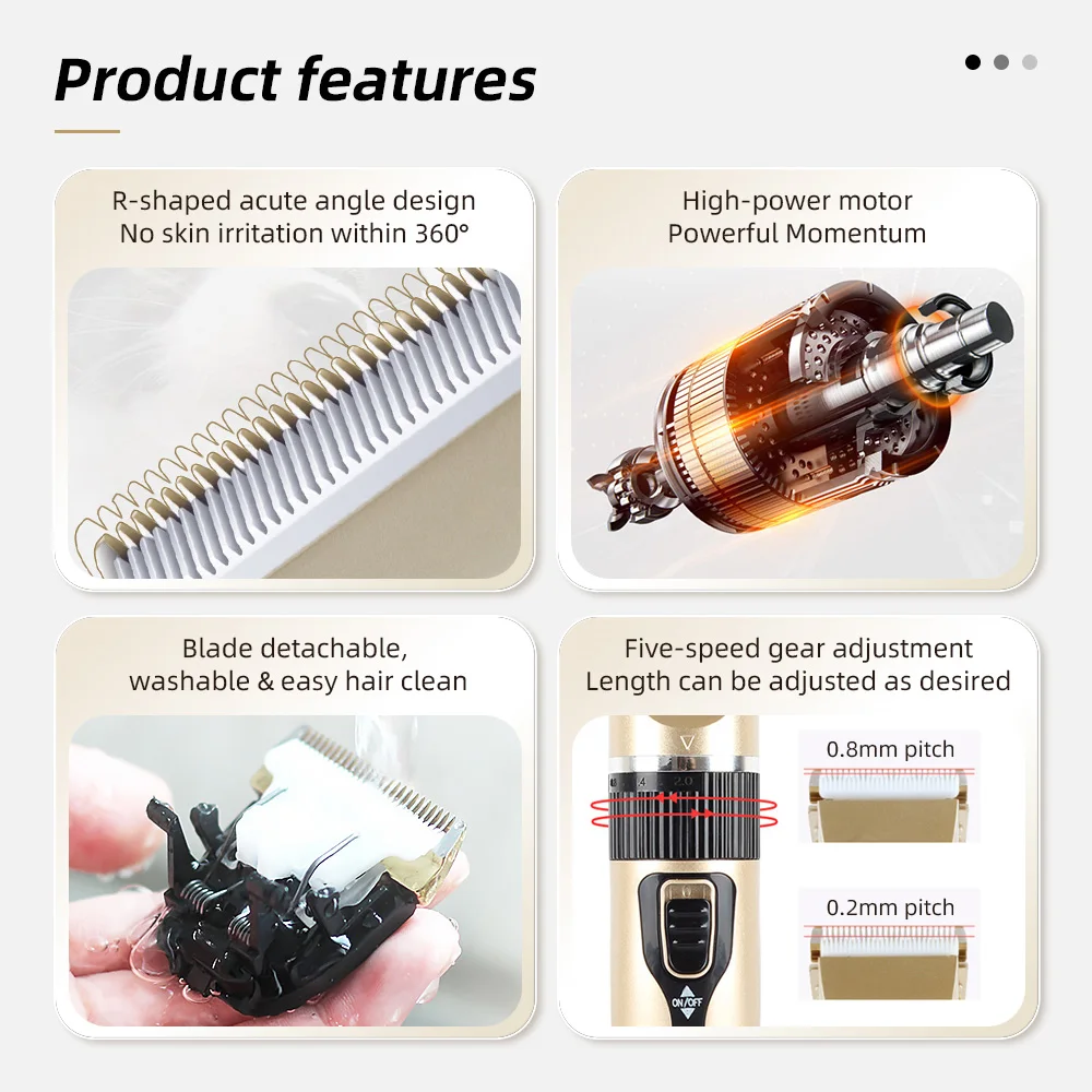 Wholesale Eco-Friendly Plastic Dog Shaver Clippers Low Noise Rechargea - product detail 4