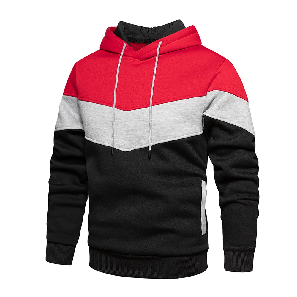 Mooncolour Men's Color-Block Pullover Hoodie - Cozy Fleece-Lined Sportswear For Casual & Workout Wear - View #7