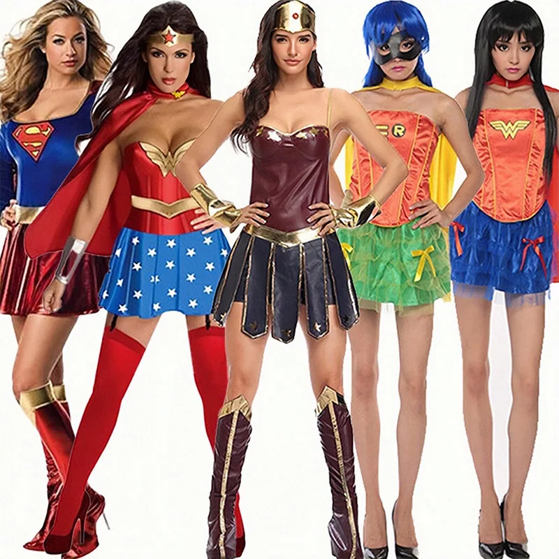 Superhero Wonder Woman Costume Halloween Costume Leather Cosplay Adult Second Dimensional Dress Female