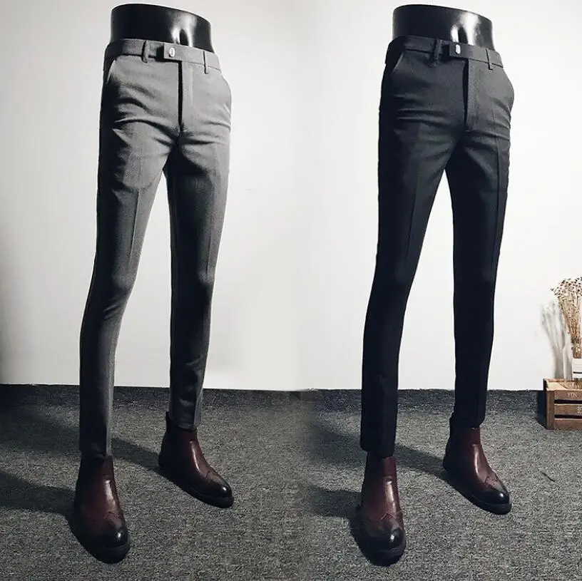 Business Casual British Trousers Men's Black Pants Men's Korean Version ...