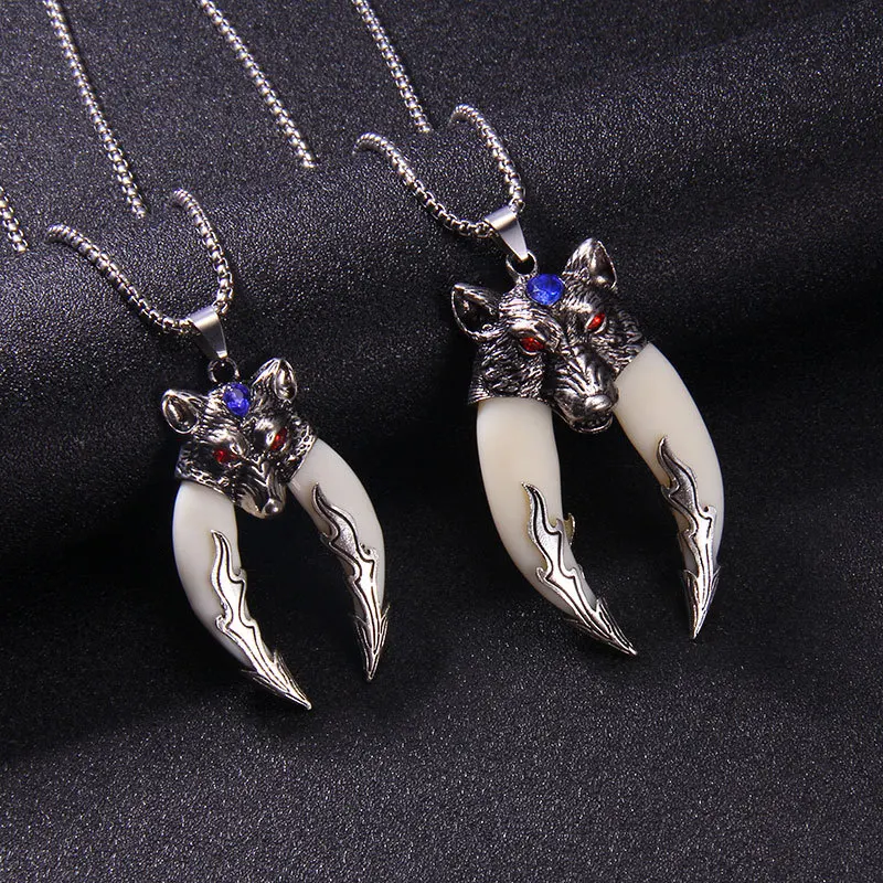 Viking Wolf Tooth Necklace For Men - Stainless Steel Animal Tooth Pendant With 22" Chain