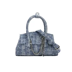 Manufacturer Custom Designer Ladies Shoulder Crossbody Bags Luxury Chain Denim Purses and Handbags for Women