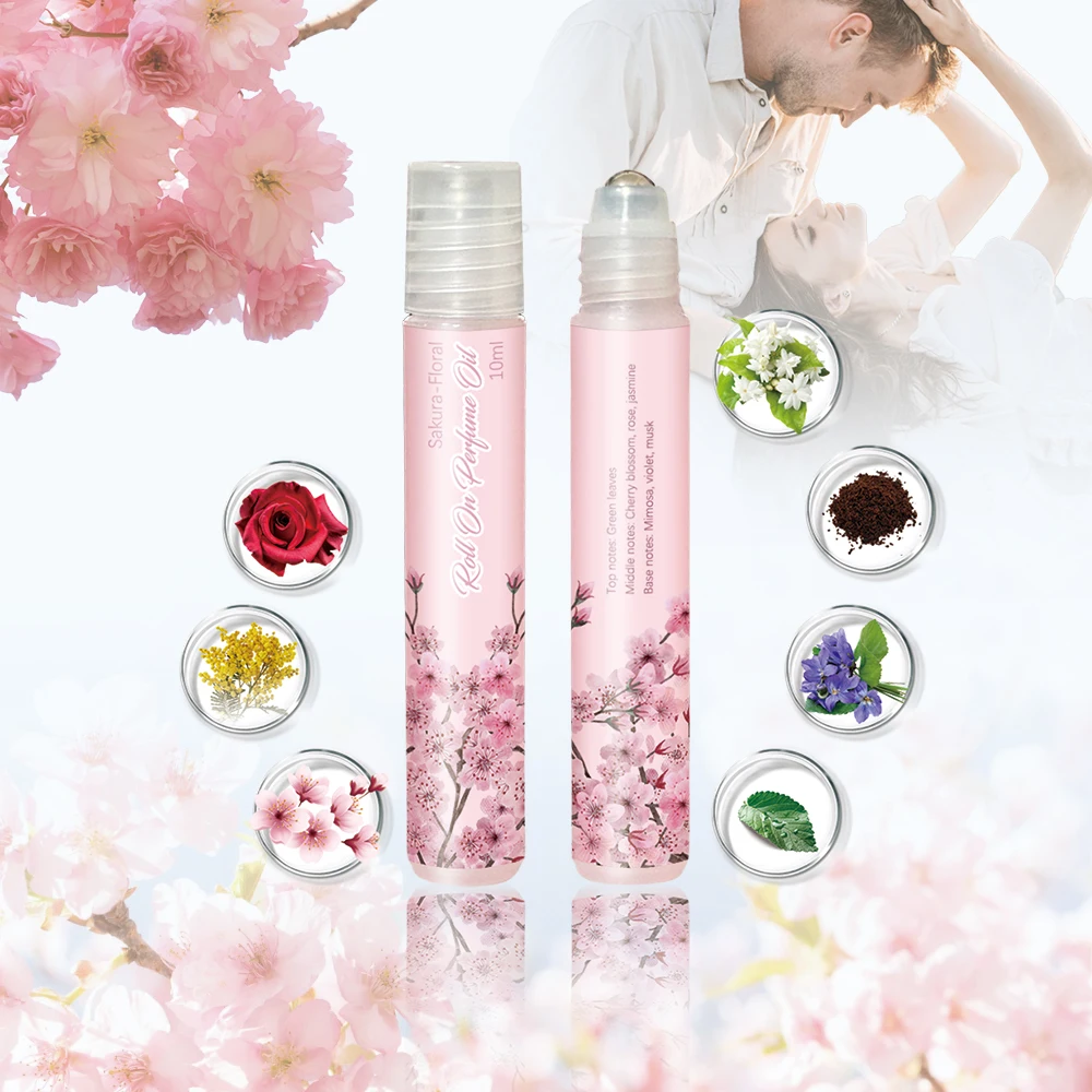 New Custom Women's 10ml Sakura Floral Musk Aroma Roller Parfum