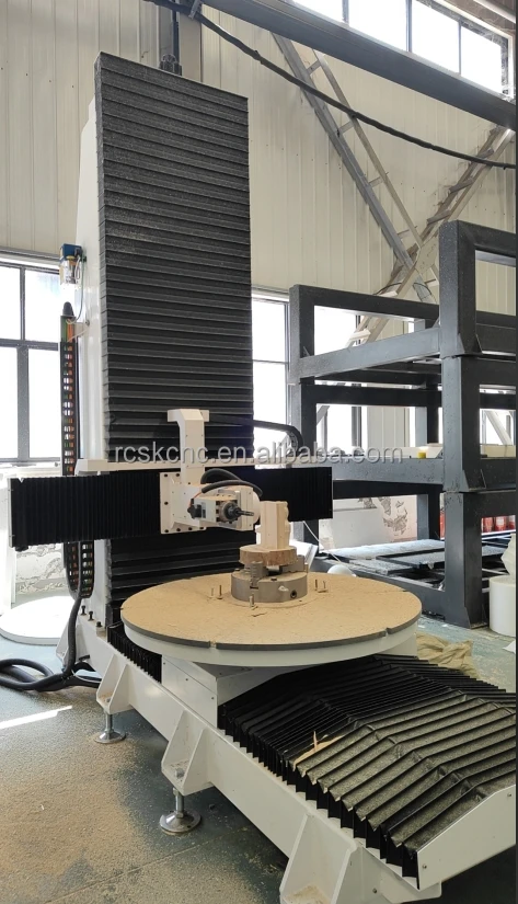 High Configuration 5 Axis ATC CNC Router 3D Wooden Foam Model Carving Milling Machine 6kw Delta Inverter Air Cooling Syntec