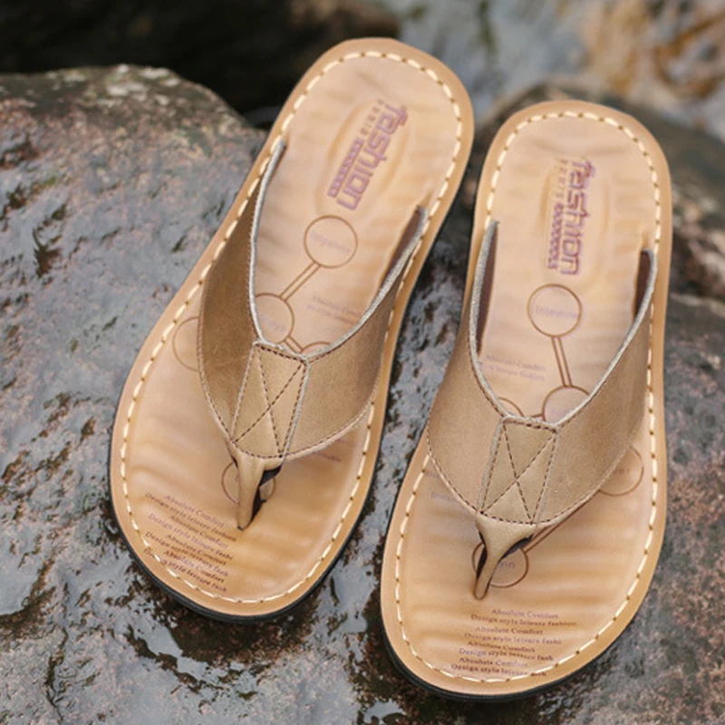 New Product Men Genuine Leather Slippers Casual Easy Wear