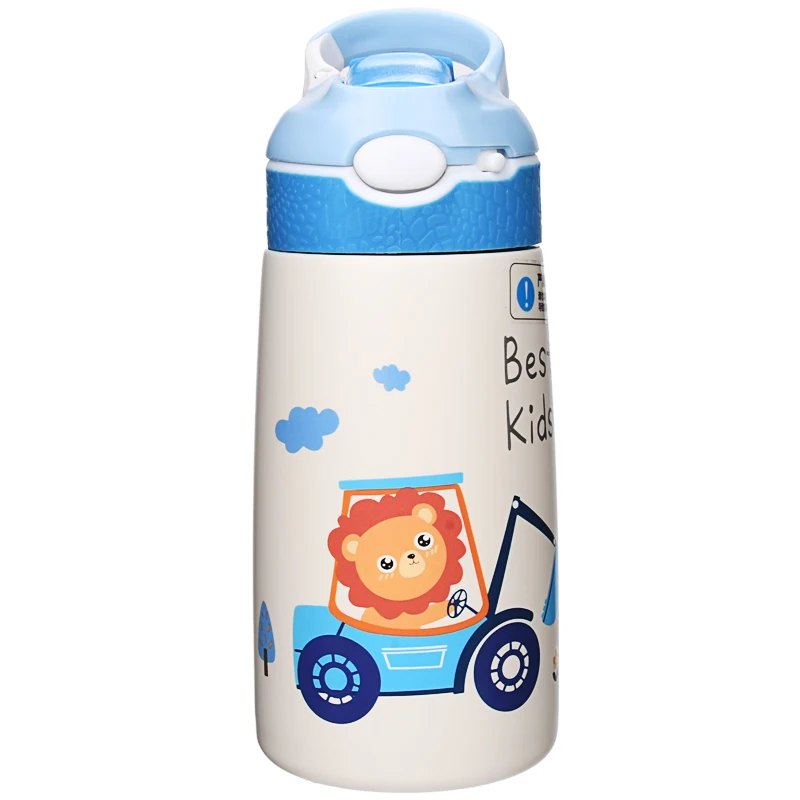 AOHEA 400ml Kids Water Bottle with Straw Lid, Vacuum Insulated Stainless Steel Water Bottles for School, Toddler Water Bottle