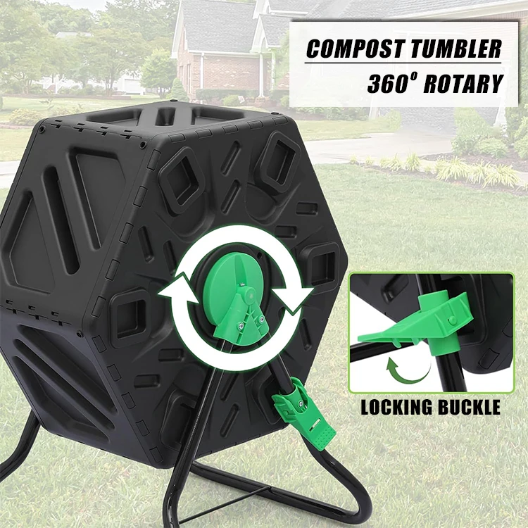 Storage Tank Compost 65L 130L Waste Compost Tumbler Kitchen Garden Rolling Outdoor Storage ...