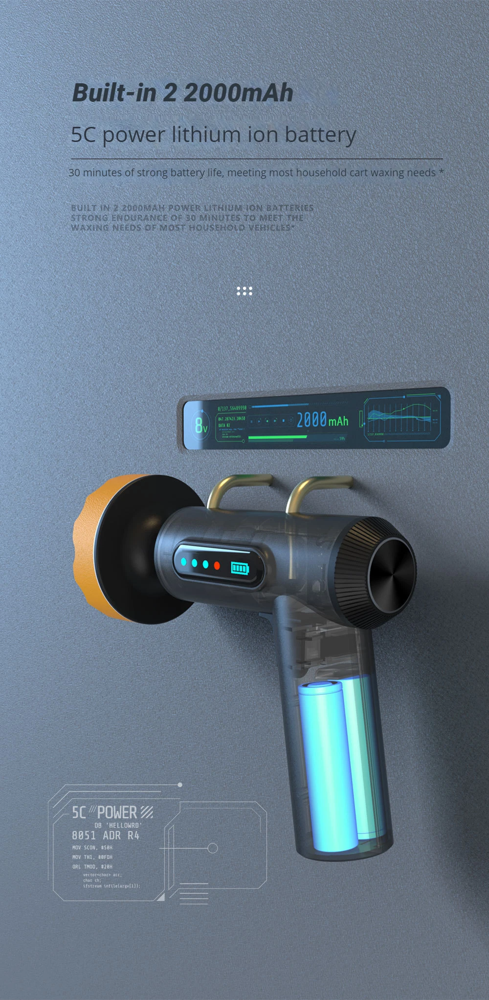 Cordless Car Polisher 2000rpm Wireless Car Polishing Machine Electric